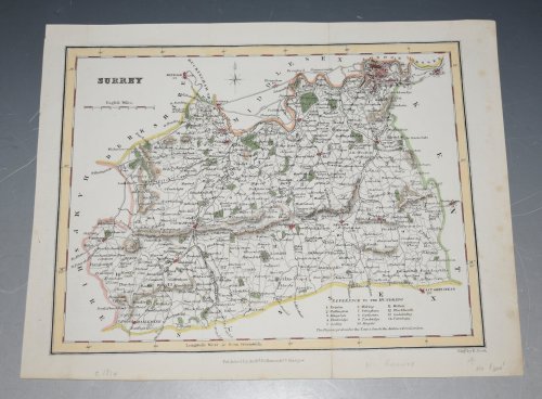 ORIGINAL ENGRAVED ANTIQUE MAP OF SURREY
