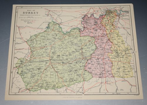 Map of Surrey showing the Parliamentary Divisions, Railroads &c.