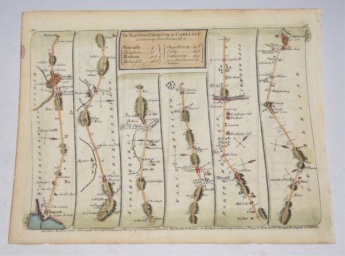The Road from Tinmouth to Carlisle. on reverse Strip Road Map from Shrewsbury-Chester to Holywel
