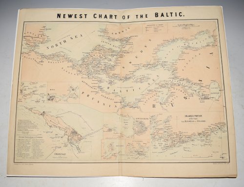 ORIGINAL ENGRAVED Newest Chart of the Baltic from Admiralty & Russian Surveys.