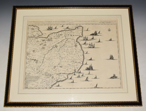 ORIGINAL ENGRAVED MAP OF Carte Particuliere D'Une Partie D'Angleterre . . . (Sandwich, Dover, Canterbury, etc) Uncommon Antique Map of the English Channel Coastline.