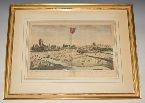 Original Hand-Coloured Engraved View of Dorchester, Fordington, Dorset. &ldquo;A Noth East View of the Town of Dorchester, and of the village of Forthington.&rdquo;