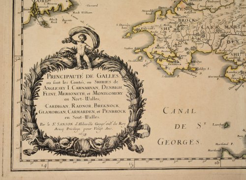 Principaut&eacute; de Galles: ou sont les Comt&eacute;s, ou Shiries de Anglesey I. Carnarvan, Denbigh, Flint, Merioneth, et Montgomery en Nort-Walles. MAP of WALES