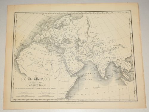ORIGINAL ENGRAVED Map of The World as Known to the Ancients