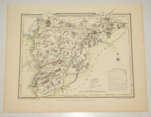 ORIGINAL ENGRAVED MAP OF Merionethshire. North Wales