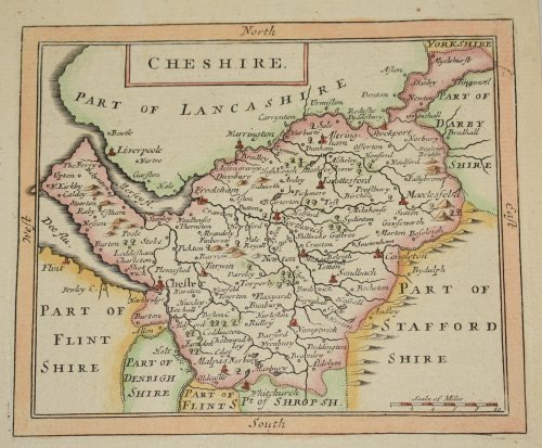ORIGINAL ENGRAVED MAP OF Cheshire English County Map, with description below.
