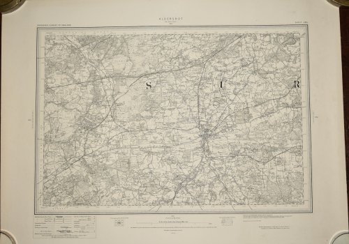 Ordnance Survey MAP Sheet 285 ALDERSHOT (WINDSOR) London Survey of England & Wales Ordnance survey map showing areas Guildford, Aldershot, Godalming.