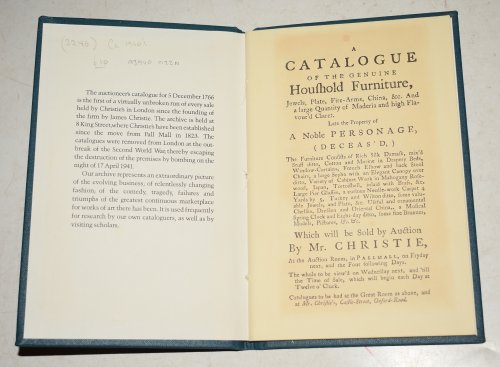 The First Sale Catalogue 1766 Facsimile of Christie’s First Sale Catalogue, Friday, December 5 1766.