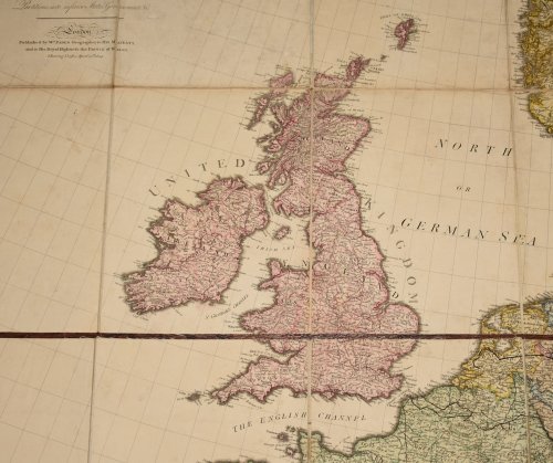 A Map of Europe In which are delineated its Grand Modern Divisions, as well as Partitions into inferior States Governments and C. Wall Map of Europe (spectacular old colour) Sold by W. Faden Charing Cross