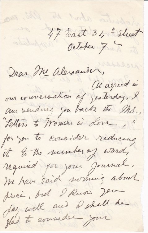 Image for AUTOGRAPH LETTER TO A MAGAZINE EDITOR ABOUT HER NONFICTION WORK AUTOGRAPH LETTER TO A MAGAZINE EDITOR ABOUT HER NONFICTION WORK