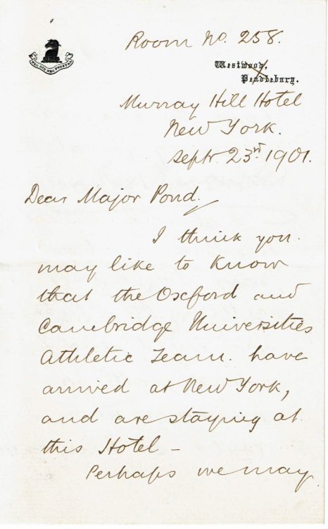 Image for AUTOGRAPH LETTER TO MAJOR POND OF THE POND LECTURE BUREAU SIGNED BY BRITISH CONSERVATIVE MEMBER OF PARLIAMENT LEES KNOWLES, 1ST BARONET. AUTOGRAPH LETTER TO MAJOR POND OF THE POND LECTURE BUREAU SIGNED BY BRITISH CONSERVATIVE MEMBER OF PARLIAMENT LEES KNOWLES, 1ST BARONET.