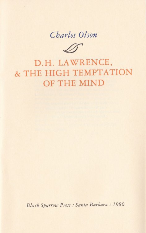 Image for D. H. LAWRENCE, & THE HIGH TEMPTATION OF THE MIND. D. H. LAWRENCE, & THE HIGH TEMPTATION OF THE MIND.