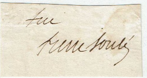 FREE FRANK SIGNATURE OF U.S. SENATOR PIERRE SOULE ON A SLIP OF PAPER CUT FROM AN ENVELOPE.