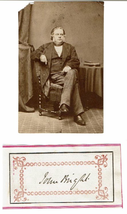 AN ORIGINAL PHOTOGRAPH OF BRITISH RADICAL AND LIBERAL STATESMAN JOHN BRIGHT with HIS AUTOGRAPH.