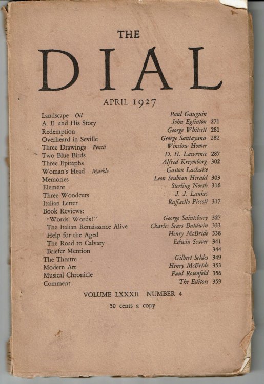 Image for THE DIAL. April 1927. Volume LXXXII Number 4. (Cover title). THE DIAL. April 1927. Volume LXXXII Number 4. (Cover title).