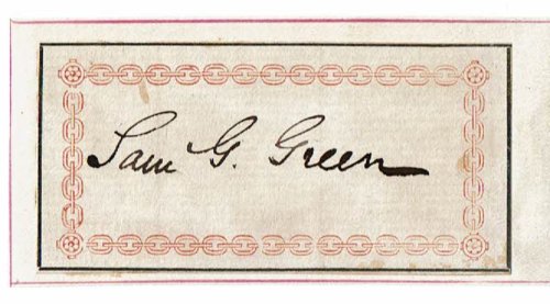Image for AUTOGRAPH of 19th Century Baptist Minister and Bibliophile SAMUEL GOSNELL GREEN. AUTOGRAPH of 19th Century Baptist Minister and Bibliophile SAMUEL GOSNELL GREEN.