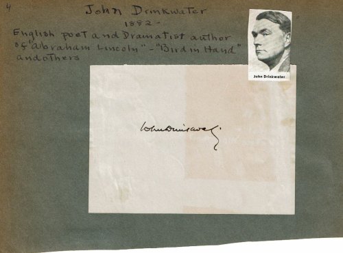 Image for A SLIP OF PAPER SIGNED BY ENGLISH POET AND DRAMATIST JOHN DRINKWATER. A SLIP OF PAPER SIGNED BY ENGLISH POET AND DRAMATIST JOHN DRINKWATER.