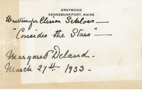Image for AUTOGRAPH SENTIMENT SIGNED by the AMERICAN NOVELIST & POET MARGARET DELAND, together with a Typed Letter Signed by her long-time friend & secretary Alice Rollins. AUTOGRAPH SENTIMENT SIGNED by the AMERICAN NOVELIST & POET MARGARET DELAND, together with a Typed Letter Signed by her long-time friend & secretary Alice Rollins.