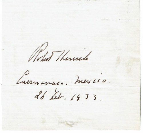 Image for AUTOGRAPH, SIGNED & DATED by the American novelist ROBERT HERRICK while in Mexico. AUTOGRAPH, SIGNED & DATED by the American novelist ROBERT HERRICK while in Mexico.
