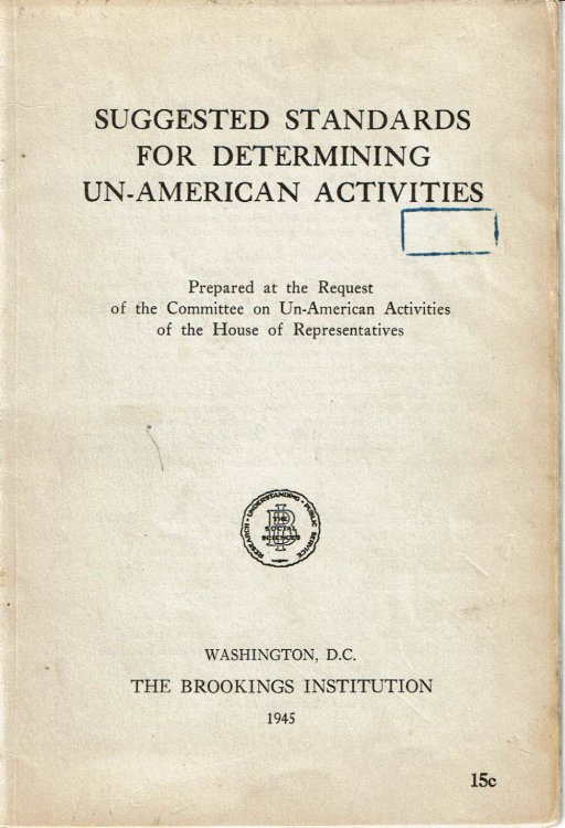Image for SUGGESTED STANDARDS FOR DETERMING UN-AMERICAN ACTIVITES. (Cover title). SUGGESTED STANDARDS FOR DETERMING UN-AMERICAN ACTIVITES. (Cover title).