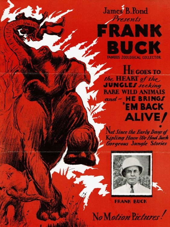 Image for JAMES B. POND PRESENTS FRANK BUCK, FAMOUS ZOOLOGICAL COLLECTOR. (Brochure). JAMES B. POND PRESENTS FRANK BUCK, FAMOUS ZOOLOGICAL COLLECTOR. (Brochure).