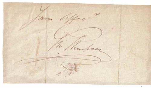 Image for CLOSE OF A LETTER SIGNED BY ORATOR AND ABOLITIONIST GEORGE THOMPSON. CLOSE OF A LETTER SIGNED BY ORATOR AND ABOLITIONIST GEORGE THOMPSON.