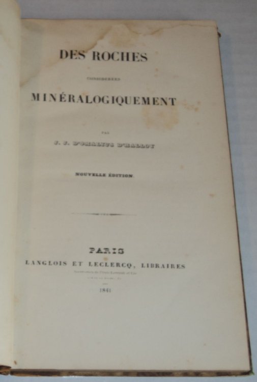 Image for DES ROCHES CONSIDEREES MINERALOGIQUEMENT. Nouvelle Edition. DES ROCHES CONSIDEREES MINERALOGIQUEMENT. Nouvelle Edition.