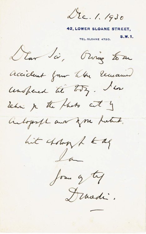 Image for AUTOGRAPH LETTER TO A COLLECTOR SIGNED BY SCOTTISH POLITICIAN AND JUDGE ANDREW MURRAY, 1ST VISCOUNT DUNEDIN. AUTOGRAPH LETTER TO A COLLECTOR SIGNED BY SCOTTISH POLITICIAN AND JUDGE ANDREW MURRAY, 1ST VISCOUNT DUNEDIN.