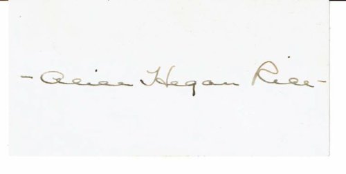 Image for CARD SIGNED BY AMERICAN NOVELIST ALICE HEGAN RICE. CARD SIGNED BY AMERICAN NOVELIST ALICE HEGAN RICE.