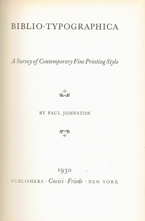 Image for BIBLIO-TYPOGRAPHICA: A Survey of Contemporary Fine Printing Style. BIBLIO-TYPOGRAPHICA: A Survey of Contemporary Fine Printing Style.