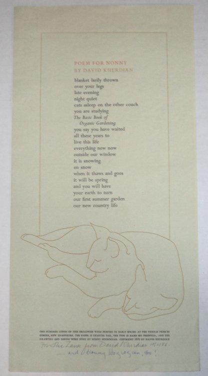 Image for POEM FOR NONNY. By David Kherdian. POEM FOR NONNY. By David Kherdian.