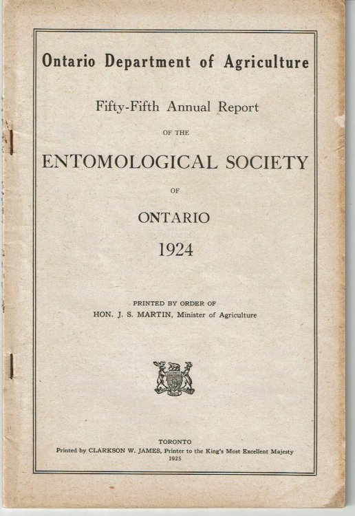 Image for FIFTY-FIFTH ANNUAL REPORT OF THE ENTOMOLOGICAL SOCIETY OF ONTARIO 1924. Ontario Department of Agriculture. FIFTY-FIFTH ANNUAL REPORT OF THE ENTOMOLOGICAL SOCIETY OF ONTARIO 1924. Ontario Department of Agriculture.