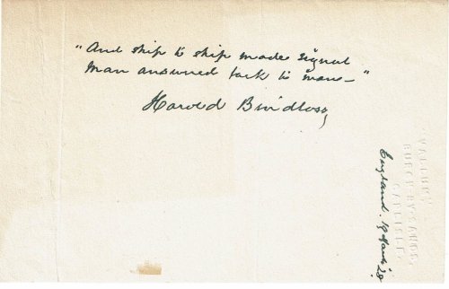 Image for AUTOGRAPH QUOTATION ON A SHEET OF NOTE PAPER SIGNED BY ENGLISH NOVELIST HAROLD EDWARD BINDLOSS. AUTOGRAPH QUOTATION ON A SHEET OF NOTE PAPER SIGNED BY ENGLISH NOVELIST HAROLD EDWARD BINDLOSS.