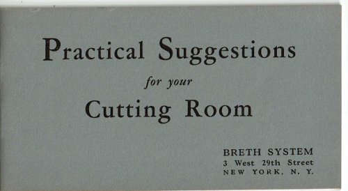 Image for PRACTICAL SUGGESTIONS FOR YOUR CUTTING ROOM. (Cover title). PRACTICAL SUGGESTIONS FOR YOUR CUTTING ROOM. (Cover title).
