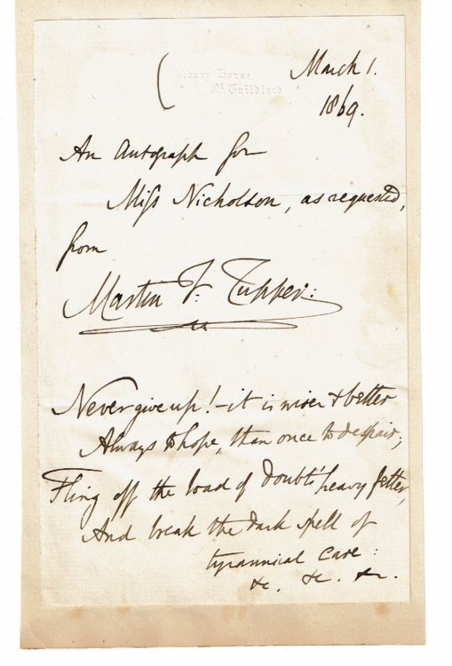 Image for AUTOGRAPH NOTE WITH A QUOTATION FROM HIS POEM AUTOGRAPH NOTE WITH A QUOTATION FROM HIS POEM