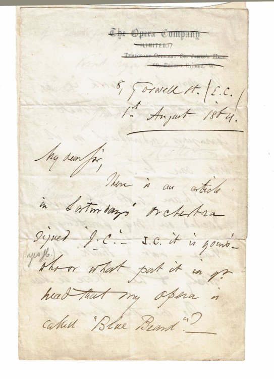 Image for AUTOGRAPH LETTER SIGNED by the English Composer, Conductor & Pianist JOHN LIPTROT HATTON mentioning his, as yet unnamed, composition Rose, or Love's Ransom. AUTOGRAPH LETTER SIGNED by the English Composer, Conductor & Pianist JOHN LIPTROT HATTON mentioning his, as yet unnamed, composition Rose, or Love's Ransom.