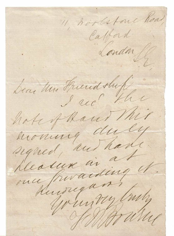 Image for AUTOGRAPH NOTE SIGNED by the English Preacher and Author FREDERICK WILLIAM BOURNE. AUTOGRAPH NOTE SIGNED by the English Preacher and Author FREDERICK WILLIAM BOURNE.