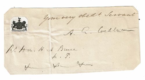 Image for AUTOGRAPH CLOSE OF A LETTER SIGNED by the Lord Chief Justice of the Queen's Bench SIR ALEXANDER COCKBURN, 12TH BARONET OF LANGTON. AUTOGRAPH CLOSE OF A LETTER SIGNED by the Lord Chief Justice of the Queen's Bench SIR ALEXANDER COCKBURN, 12TH BARONET OF LANGTON.