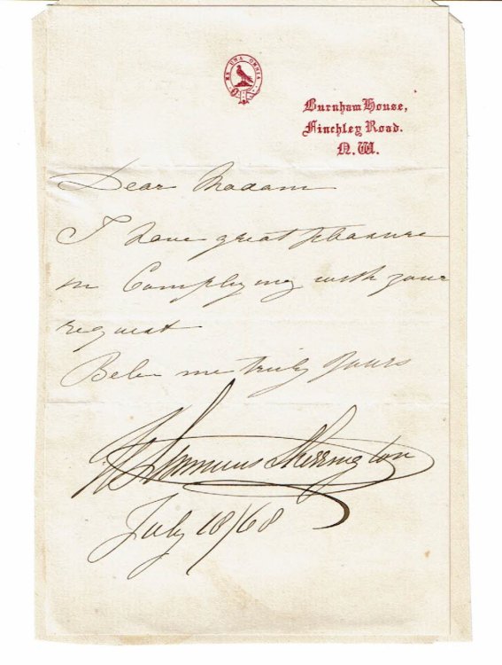 Image for AUTOGRAPH NOTE SIGNED by the English Soprano HELEN LEMMENS-SHERRINGTON, responding to a request for her autograph. AUTOGRAPH NOTE SIGNED by the English Soprano HELEN LEMMENS-SHERRINGTON, responding to a request for her autograph.