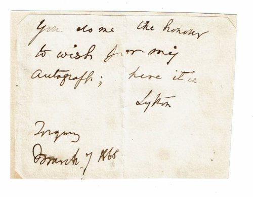 AUTOGRAPH NOTE SIGNED by the English author who coined the phrase 