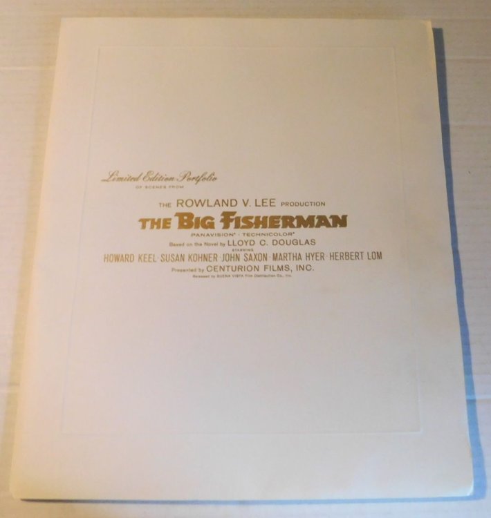 Image for LIMITED EDITION PORTFOLIO of Scenes From the Rowland V. Lee Production THE BIG FISHERMAN, Panavision - Technicolor. Based on the Novel by Lloyd C. Douglas. Starring Howard Keel, Susan Kohner, John Saxon, Martha Hyer, Herbert Lom. Presented by Centurion Films, Inc. LIMITED EDITION PORTFOLIO of Scenes From the Rowland V. Lee Production THE BIG FISHERMAN, Panavision - Technicolor. Based on the Novel by Lloyd C. Douglas. Starring Howard Keel, Susan Kohner, John Saxon, Martha Hyer, Herbert Lom. Presented by Centurion Films, Inc.