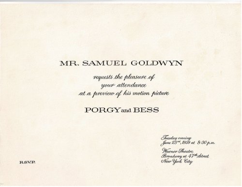 Image for ORIGINAL INVITATION to the PREVIEW SHOWING of OTTO PREMINGER'S feature film ORIGINAL INVITATION to the PREVIEW SHOWING of OTTO PREMINGER'S feature film