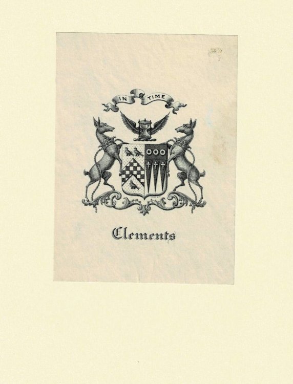 Image for ORIGINAL ARMORIAL BOOKPLATE of WILLIAM L. CLEMENTS, the American businessman and founder of the University of Michigan's WILLIAM L. CLEMENTS LIBRARY. ORIGINAL ARMORIAL BOOKPLATE of WILLIAM L. CLEMENTS, the American businessman and founder of the University of Michigan's WILLIAM L. CLEMENTS LIBRARY.