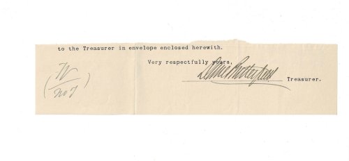 AUTOGRAPH. The close of a typed letter SIGNED by Civil War General DANIEL ADAMS BUTTERFIELD as Treasurer.