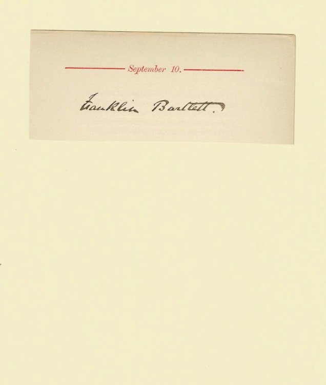 Image for AUTOGRAPH of American lawyer and Congressman FRANKLIN BARTLETT penned on a slip of paper with the printed date of his birthday. AUTOGRAPH of American lawyer and Congressman FRANKLIN BARTLETT penned on a slip of paper with the printed date of his birthday.