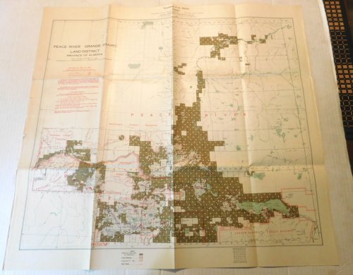 Image for LARGE FOLDING MAP of the PEACE RIVER GRANDE PRAIRIE LAND DISTRICT, PROVINCE OF ALBERTA. Edition of January 1st, 1927. LARGE FOLDING MAP of the PEACE RIVER GRANDE PRAIRIE LAND DISTRICT, PROVINCE OF ALBERTA. Edition of January 1st, 1927.
