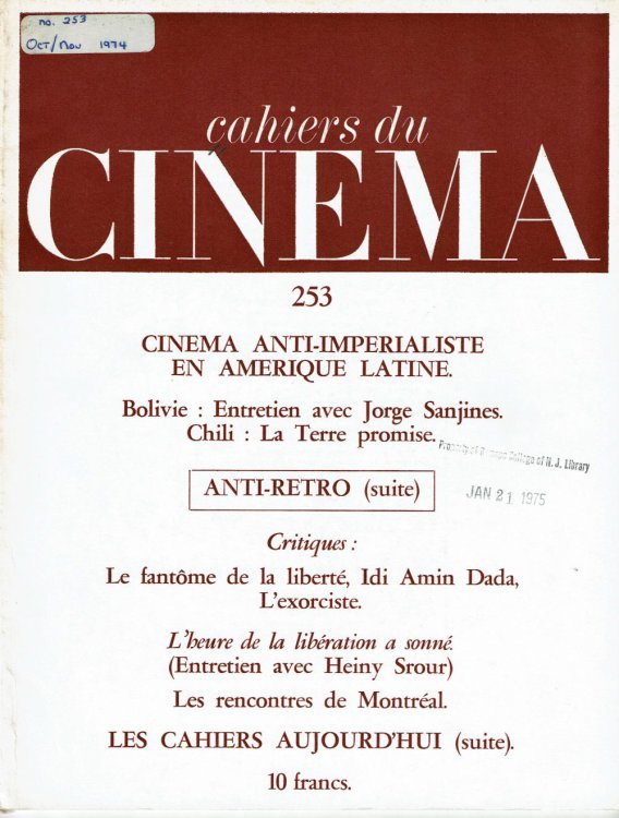 Image for CAHIERS DU CINEMA. No. 253, octobre-novembre 1974. CAHIERS DU CINEMA. No. 253, octobre-novembre 1974.
