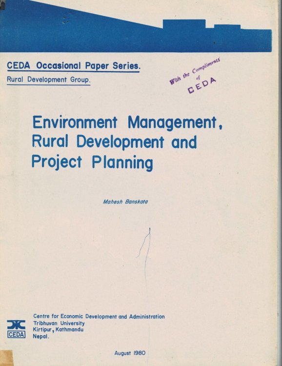 Image for ENVIRONMENT MANAGEMENT, RURAL DEVELOPMENT AND PROJECT PLANNING. ENVIRONMENT MANAGEMENT, RURAL DEVELOPMENT AND PROJECT PLANNING.
