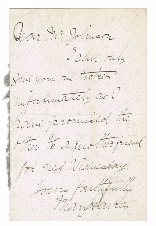 AUTOGRAPH LETTER SIGNED, regarding a ticket to a concert.