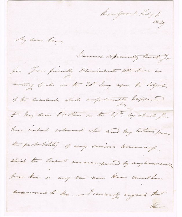 Image for A 2-1/2 PAGE AUTOGRAPH LETTER SIGNED by Lieutenant-General Sir HERBERT TAYLOR formerly Aide de camp to the Duke of York, with personal content regarding his brother's accident. A 2-1/2 PAGE AUTOGRAPH LETTER SIGNED by Lieutenant-General Sir HERBERT TAYLOR formerly Aide de camp to the Duke of York, with personal content regarding his brother's accident.